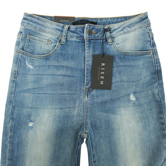 Risen Los Angeles Jeans Distressed Flare High Rise 31/13 Stretch Frayed Hem NWT - Picture 15 of 15